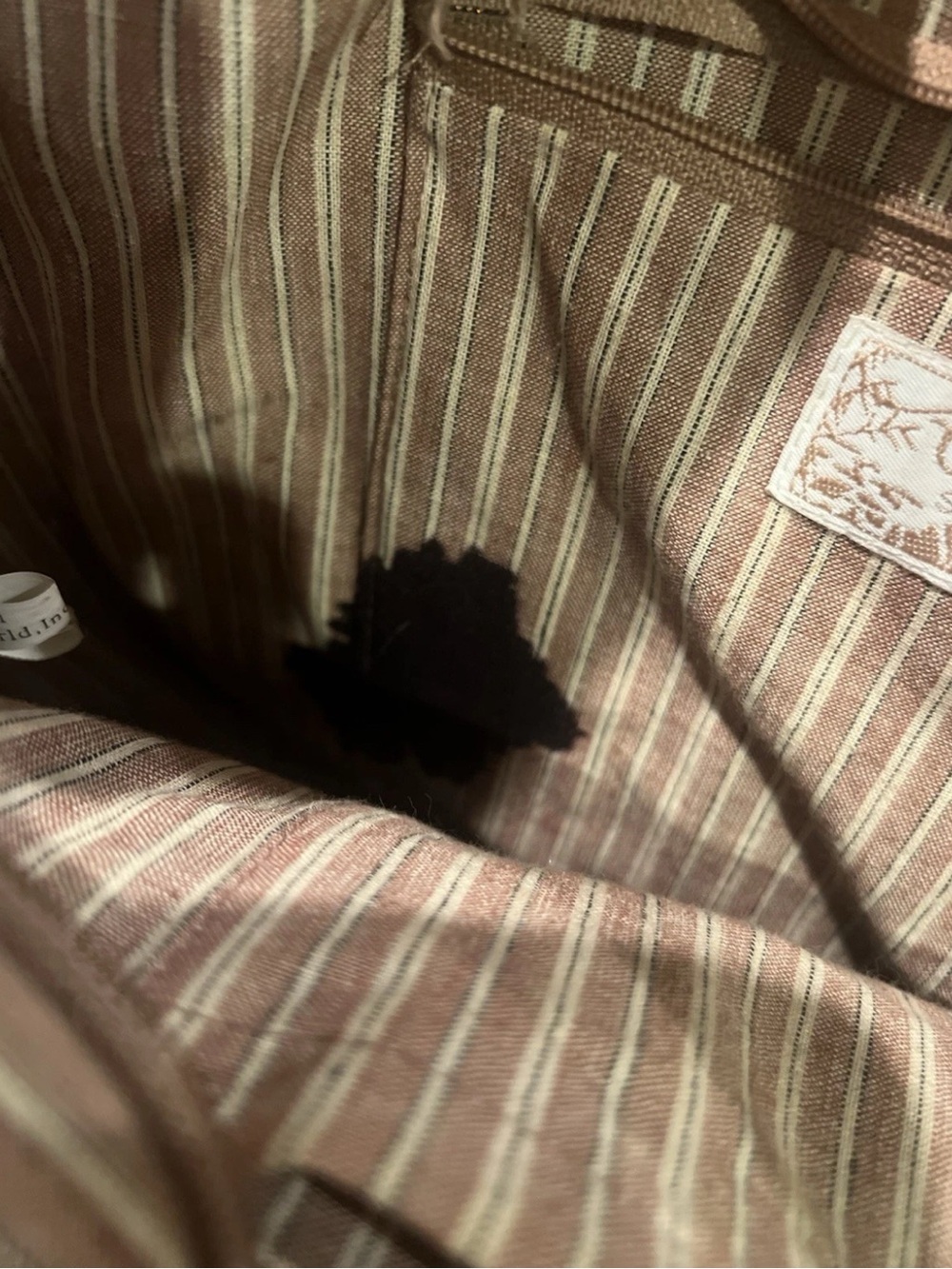 Vintage Capelli of New York straw StripedLined Handbag Interior - Brown & Cream - Picture 5 of 5